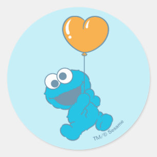 Cookie Monster Herzballon Runder Aufkleber