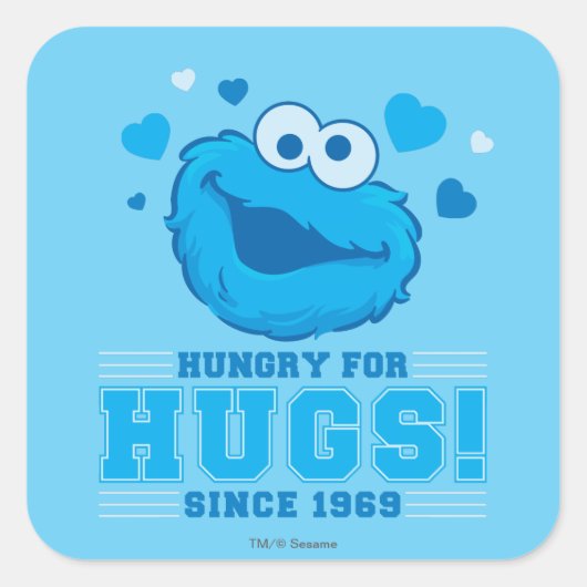Cookie Monster Hugs Quadratischer Aufkleber (Vorderseite)