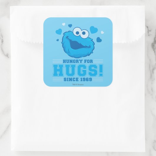 Cookie Monster Hugs Quadratischer Aufkleber (Tasche)
