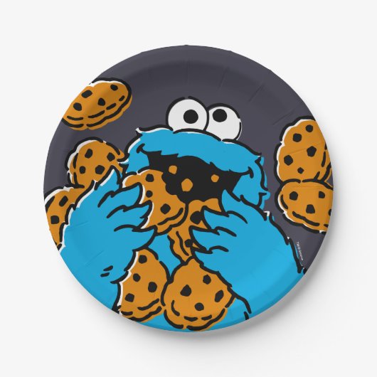Cookie Monster isst alle Kekse Pappteller (Vorderseite)