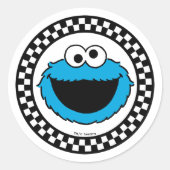 Cookie Monster Kariert Runder Aufkleber (Vorderseite)
