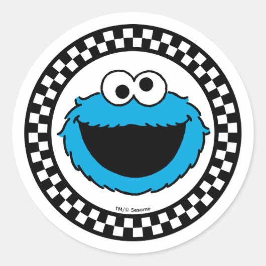 Cookie Monster Kariert Runder Aufkleber (Vorderseite)