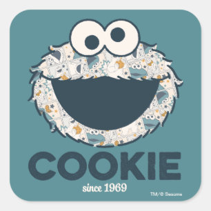 Cookie Monster   Kekse seit 1969 Quadratischer Aufkleber