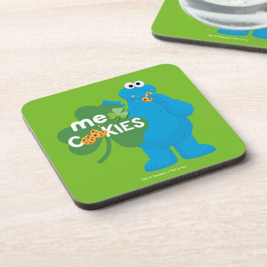 Cookie Monster | Kleeblatt Liebe Getränkeuntersetzer (Linke Seite)