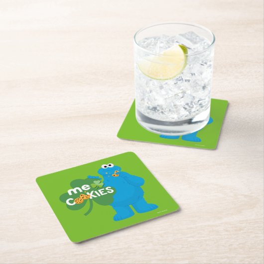 Cookie Monster | Kleeblatt Liebe Rechteckiger Pappuntersetzer (Vor Ort)