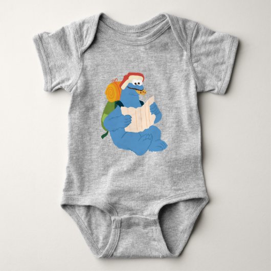 Cookie Monster Lesen einer Karte Baby Strampler (Vorderseite)