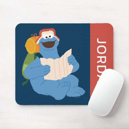 Cookie Monster Lesen einer Karte | Name hinzufügen Mousepad (Mit Mouse)