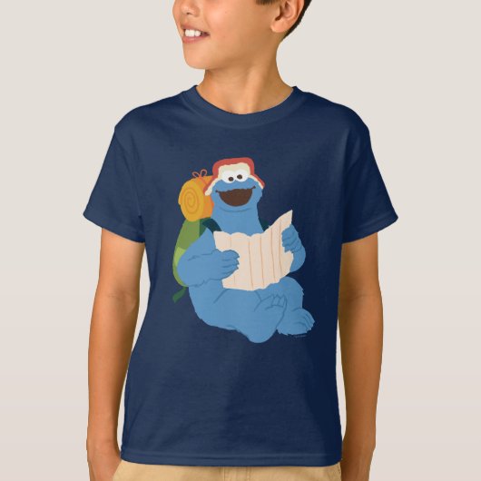 Cookie Monster Lesen einer Karte T-Shirt (Vorderseite)
