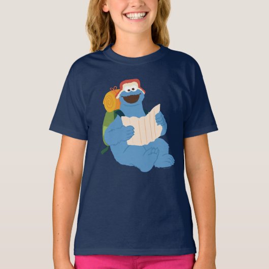 Cookie Monster Lesen einer Karte T-Shirt (Vorderseite)