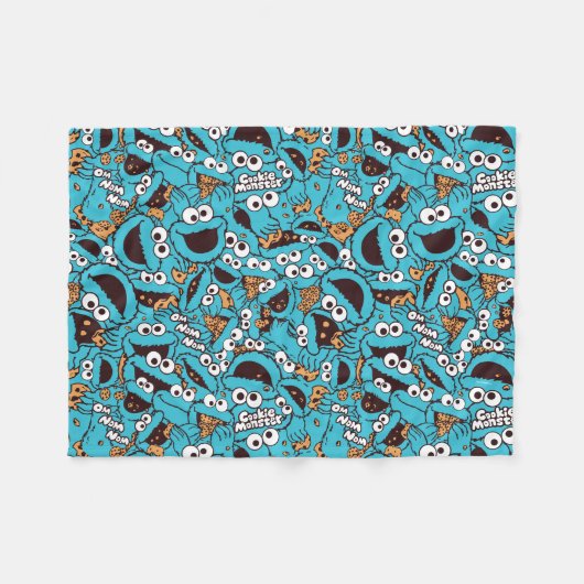 Cookie Monster | Nom Nom Nom Muster Fleecedecke (Vorderseite (Horizontal))