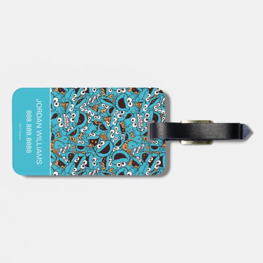 Cookie Monster | Nom Nom Nom Muster Gepäckanhänger (Rückseite horizontal)