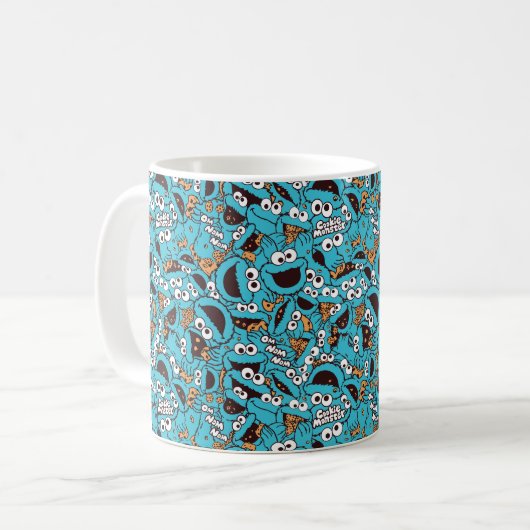 Cookie Monster | Nom Nom Nom Muster Kaffeetasse (Vorderseite Links)