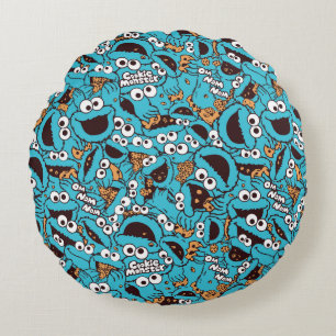 Cookie Monster Nom Nom Nom Muster Rundes Kissen