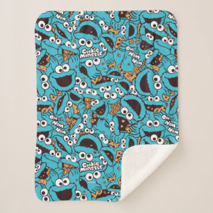 Cookie Monster Nom Nom Nom Muster Sherpadecke