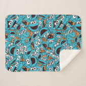 Cookie Monster | Nom Nom Nom Muster Sherpadecke (Vorderseite (Horizontal))