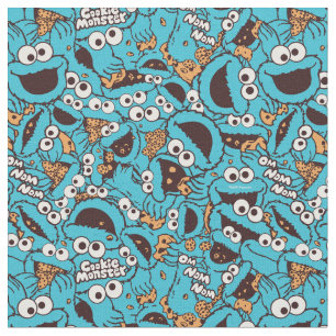 Cookie Monster Nom Nom Nom Muster Stoff
