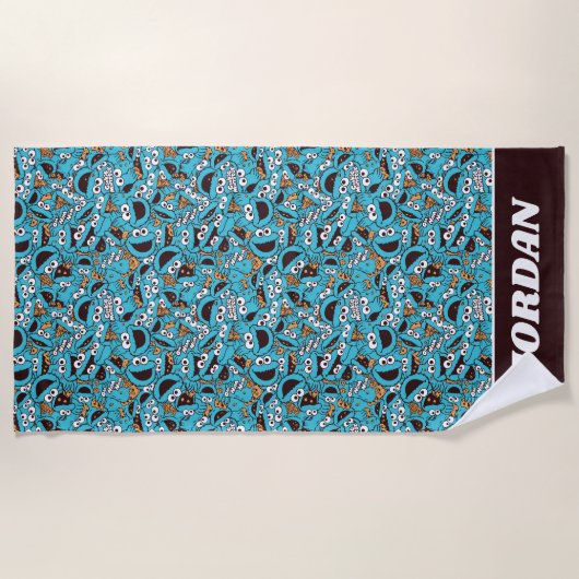 Cookie Monster | Nom Nom Nom Muster Strandtuch (Vorderseite)