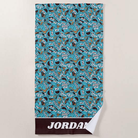 Cookie Monster | Nom Nom Nom Muster Strandtuch (Vorderseite)