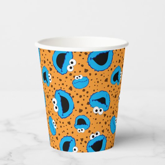 Cookie Monster on Cookie Pattern Pappbecher (Vorderseite)