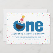 Cookie Monster One Einladung (Vorderseite)