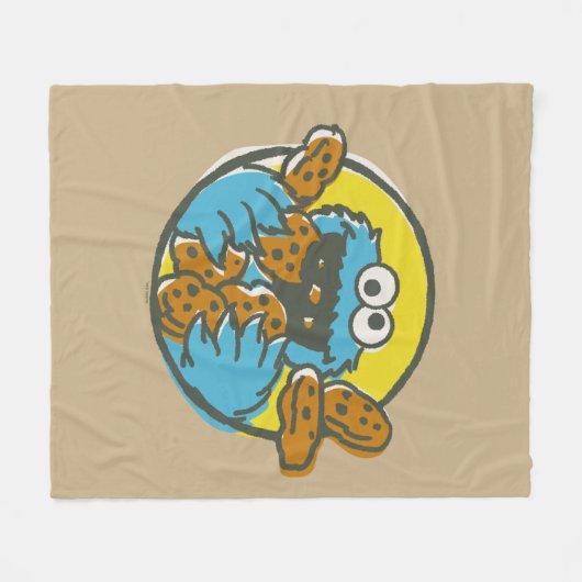 Cookie Monster Retro Fleecedecke (Vorderseite (Horizontal))