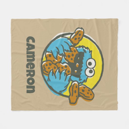 Cookie Monster Retro Fleecedecke (Vorderseite (Horizontal))