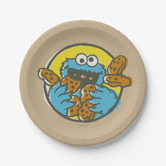 Cookie Monster Retro Pappteller (Vorderseite)