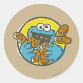 Cookie Monster Retro Runder Aufkleber (Vorderseite)