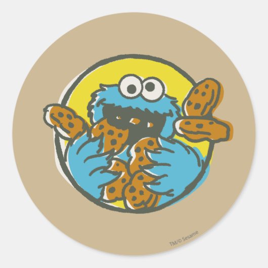 Cookie Monster Retro Runder Aufkleber (Vorderseite)