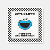 Cookie Monster Schachbrett Geburtstag Serviette (Vorderseite)