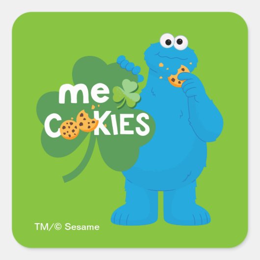 Cookie Monster | Shamrock Liebe Quadratischer Aufkleber (Vorderseite)