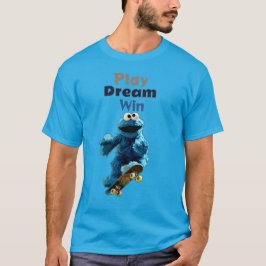 Cookie Monster Skateboarding Air Trick Design T-Shirt