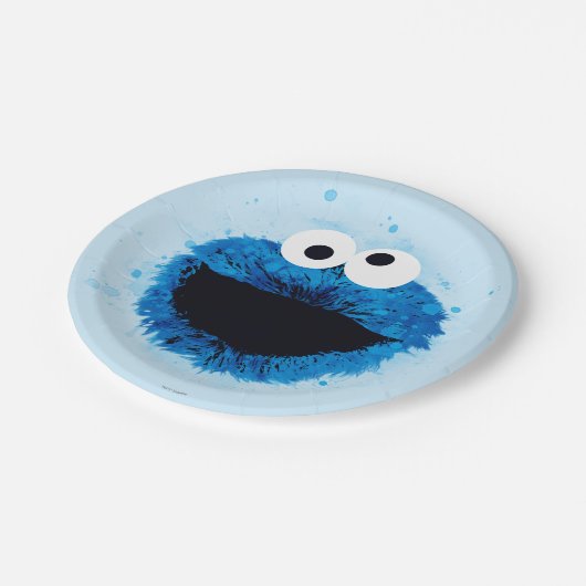 Cookie Monster | Trend Wasserfarbe Pappteller (Schrägansicht)