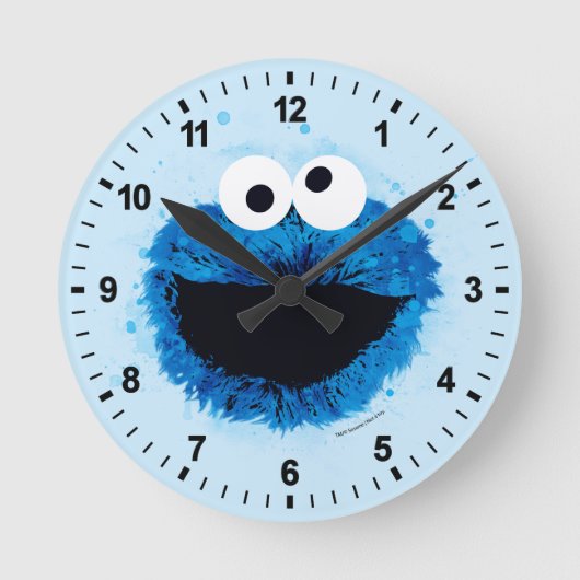 Cookie Monster | Trend Wasserfarbe Runde Wanduhr (Vorderseite)