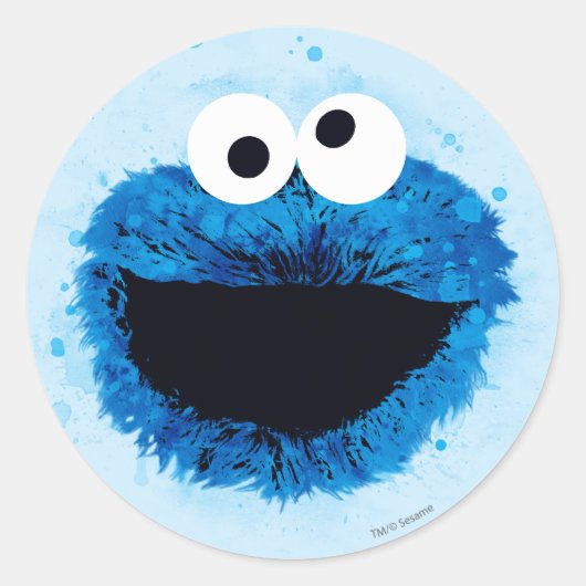 Cookie Monster | Trend Wasserfarbe Runder Aufkleber (Vorderseite)