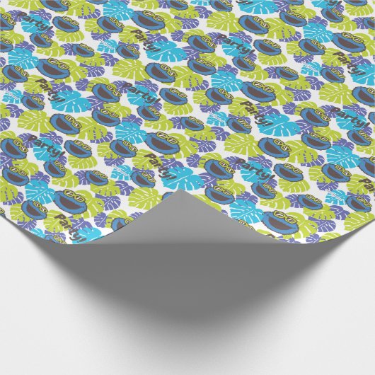 Cookie Monster | Tropisches Muster Geschenkpapier (Ecke)