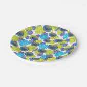 Cookie Monster | Tropisches Muster Pappteller (Schrägansicht)