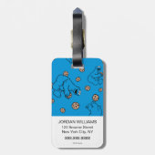 Cookie Monster und Cookies Blaues Muster Gepäckanhänger (Rückseite vertikal)