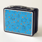 Cookie Monster und Cookies Blaues Muster Metall Lunch Box (Rückseite)