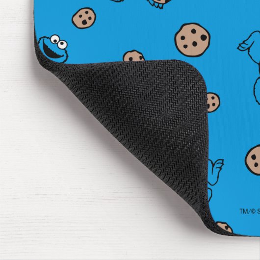 Cookie Monster und Cookies Blaues Muster Mousepad (Ecke)