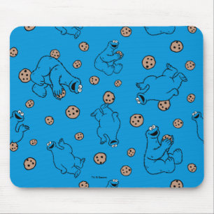 Cookie Monster und Cookies Blaues Muster Mousepad