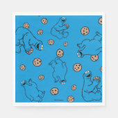 Cookie Monster und Cookies Blaues Muster Serviette (Vorderseite)