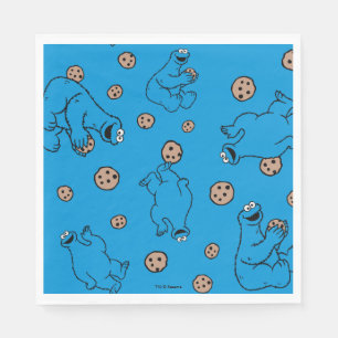 Cookie Monster und Cookies Blaues Muster Serviette