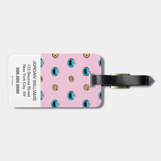 Cookie-Monster und Cookies rosa Muster Gepäckanhänger (Rückseite horizontal)