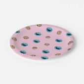 Cookie-Monster und Cookies rosa Muster Pappteller (Schrägansicht)