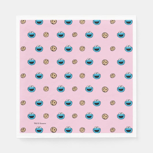 Cookie-Monster und Cookies rosa Muster Serviette (Vorderseite)
