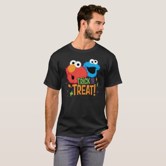 Cookie Monster und Elmo - Trick oder Treten T-Shirt (Vorne ganz)
