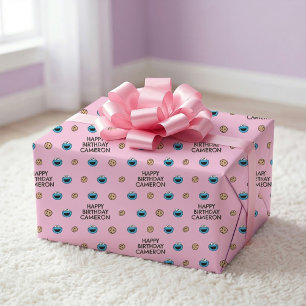 Cookie Monster und Kekse Rosa Muster Geschenkpapier Set