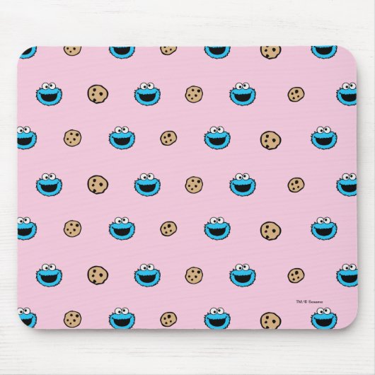 Cookie Monster und Kekse Rosa Muster Mousepad (Vorne)