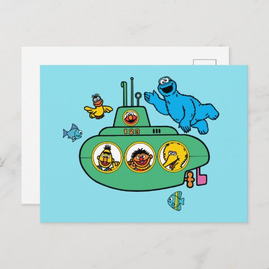 Cookie Monster und Sesam Pals U-Boot Postkarte (Vorne/Hinten)